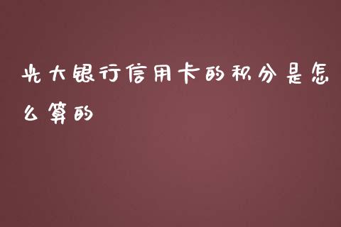 光大银行信用卡的积分是怎么算的_https://m.apzhendong.com_财务分析_第1张