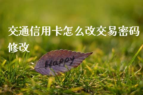 交通信用卡怎么改交易密码修改_https://m.apzhendong.com_财务分析_第1张