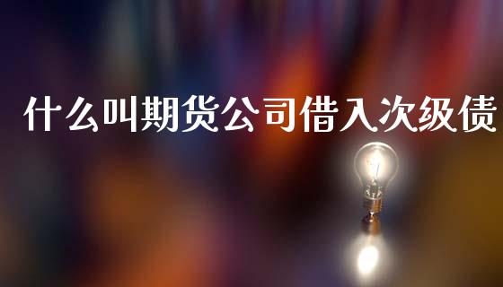 什么叫期货公司借入次级债_https://m.apzhendong.com_期货行情_第1张