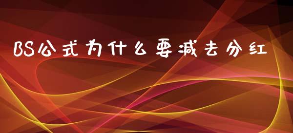 BS公式为什么要减去分红_https://m.apzhendong.com_财务分析_第1张