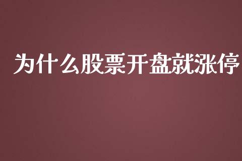 为什么股票开盘就涨停_https://m.apzhendong.com_财经资讯_第1张