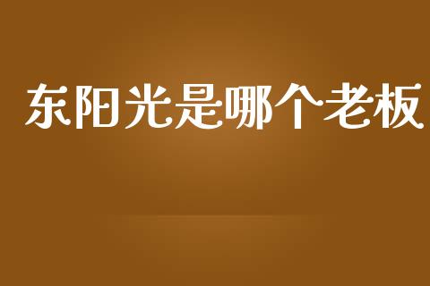 东阳光是哪个老板_https://m.apzhendong.com_全球经济_第1张